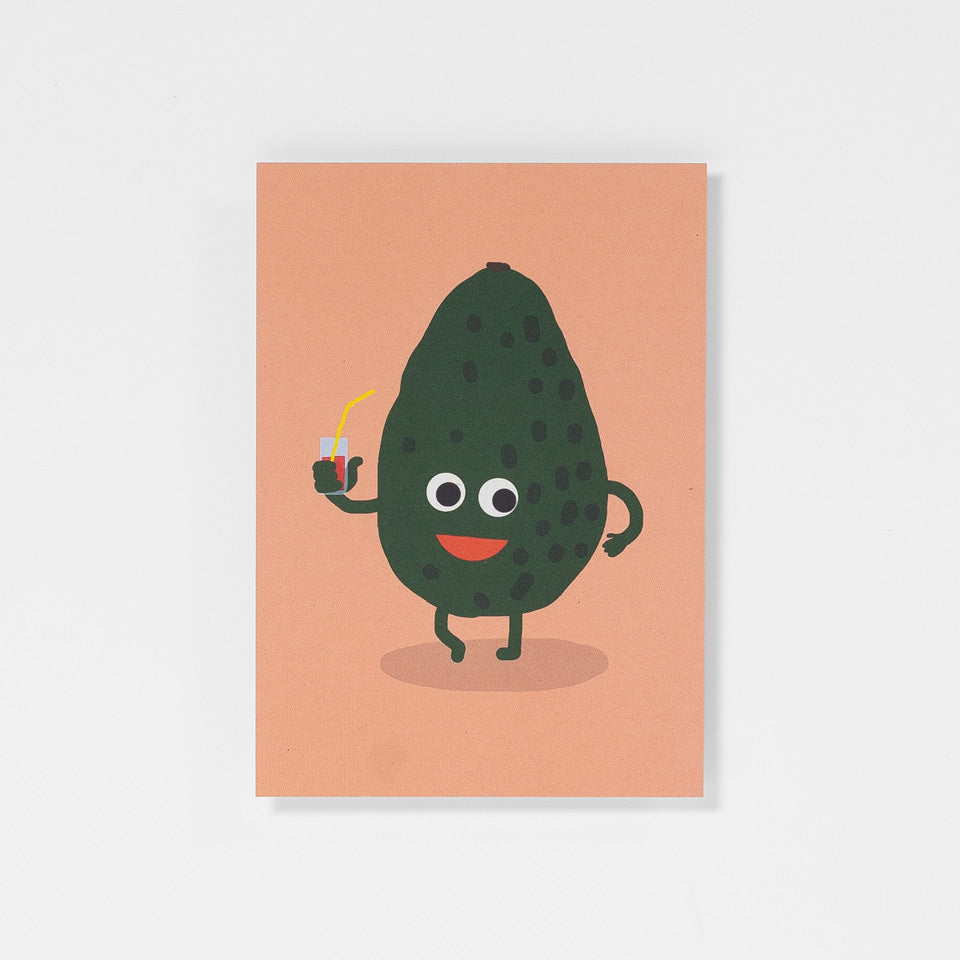 Squizzy P Postkarte Avocado mit Drink – Postkarten
