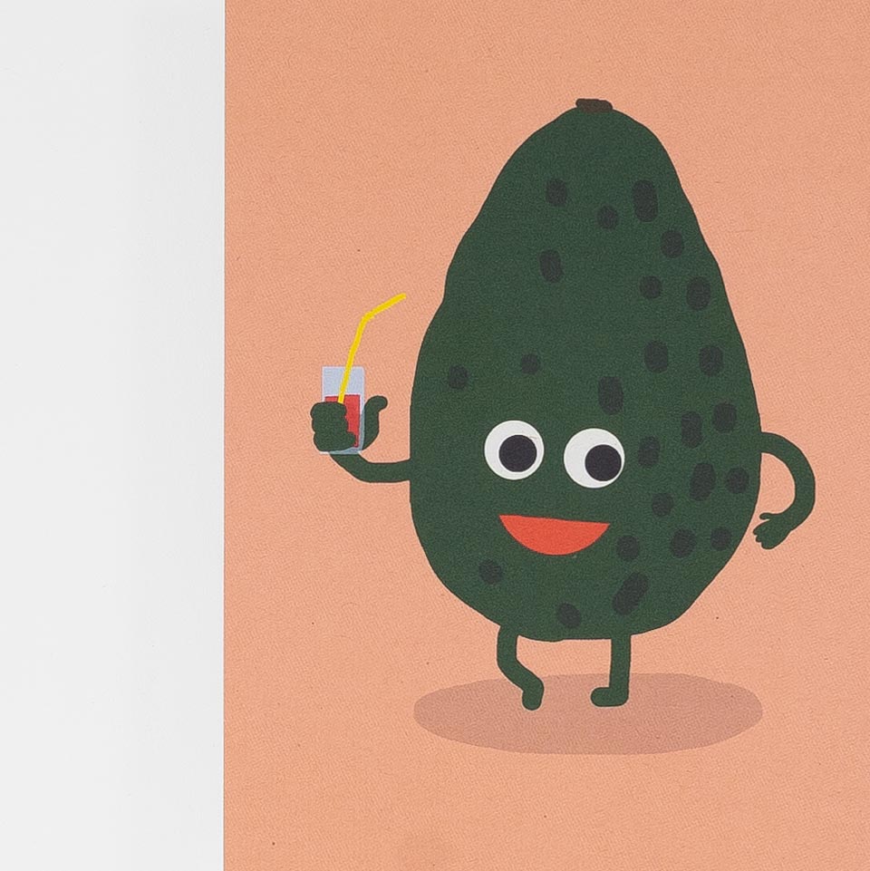 Squizzy P Postkarte Avocado mit Drink – Postkarten
