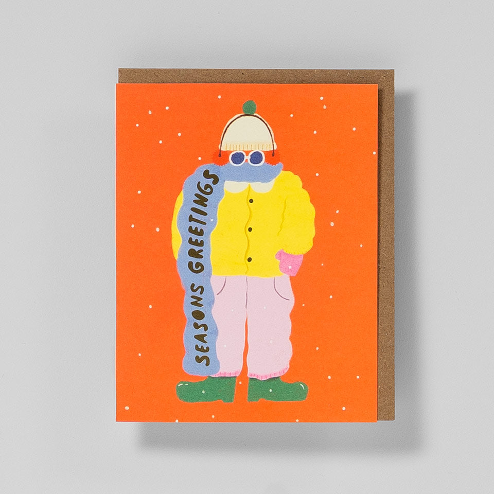 1973 Grußkarte Season's Greetings Winterschal – Grußkarten