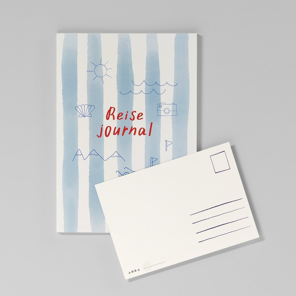 Rückseite der beiliegenden Postkarte mit Adresslinien und Briefmarkenfeld