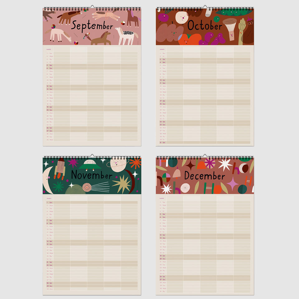 nuukk Familienkalender 2026 Ponys und Picknick – Familienkalender