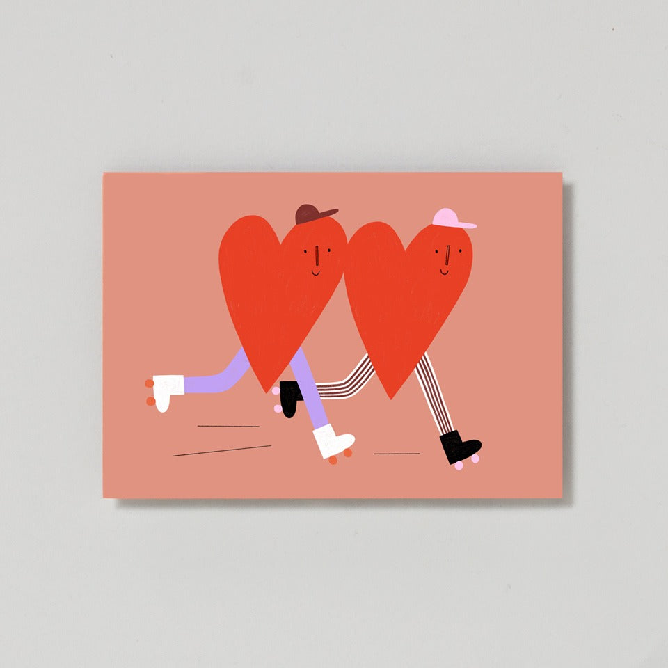 Anna Katharina Jansen Postkarte Herzen auf Rollschuh – Postkarten