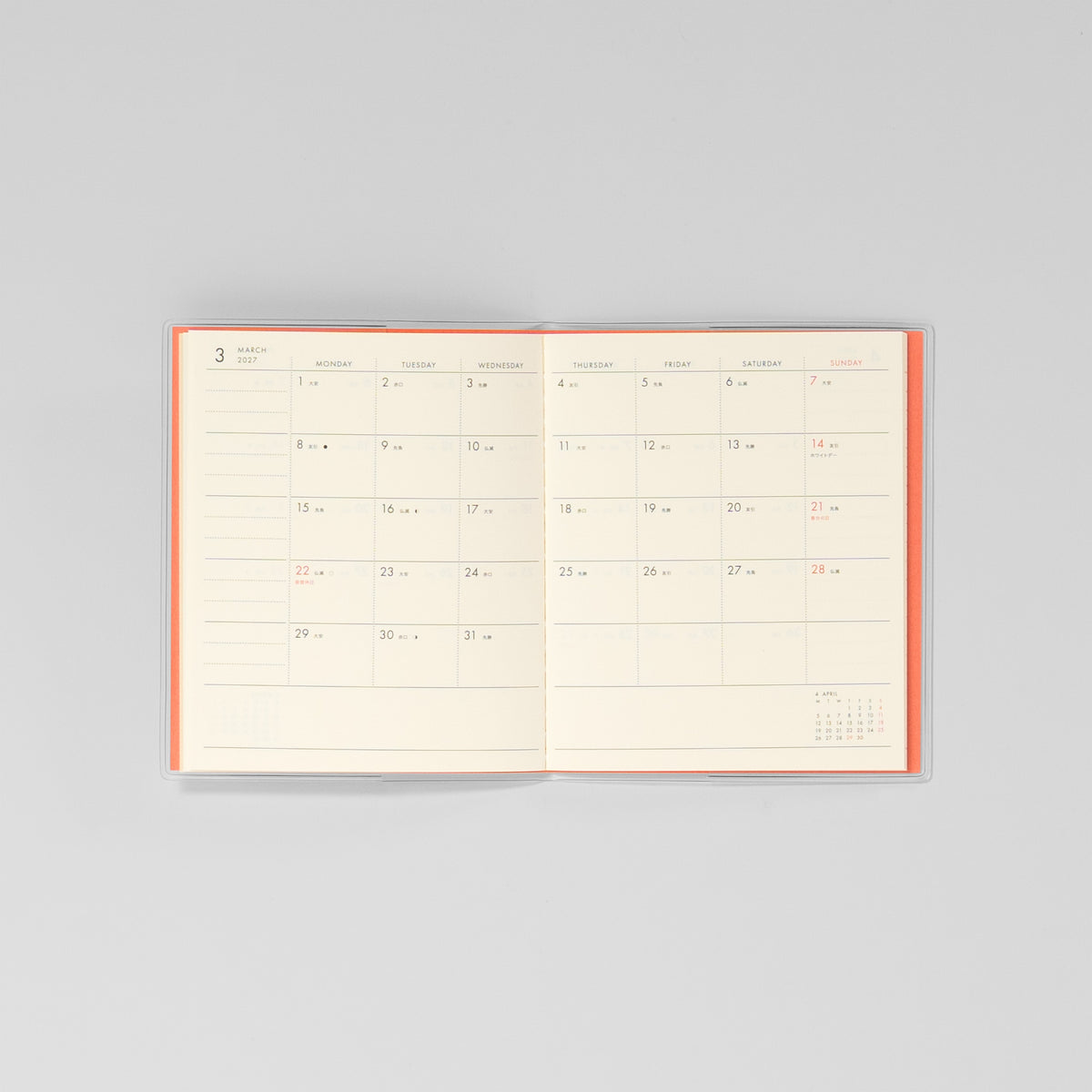 Monatsansicht im Nähe Monatskalender mit Sechstage-Kalender