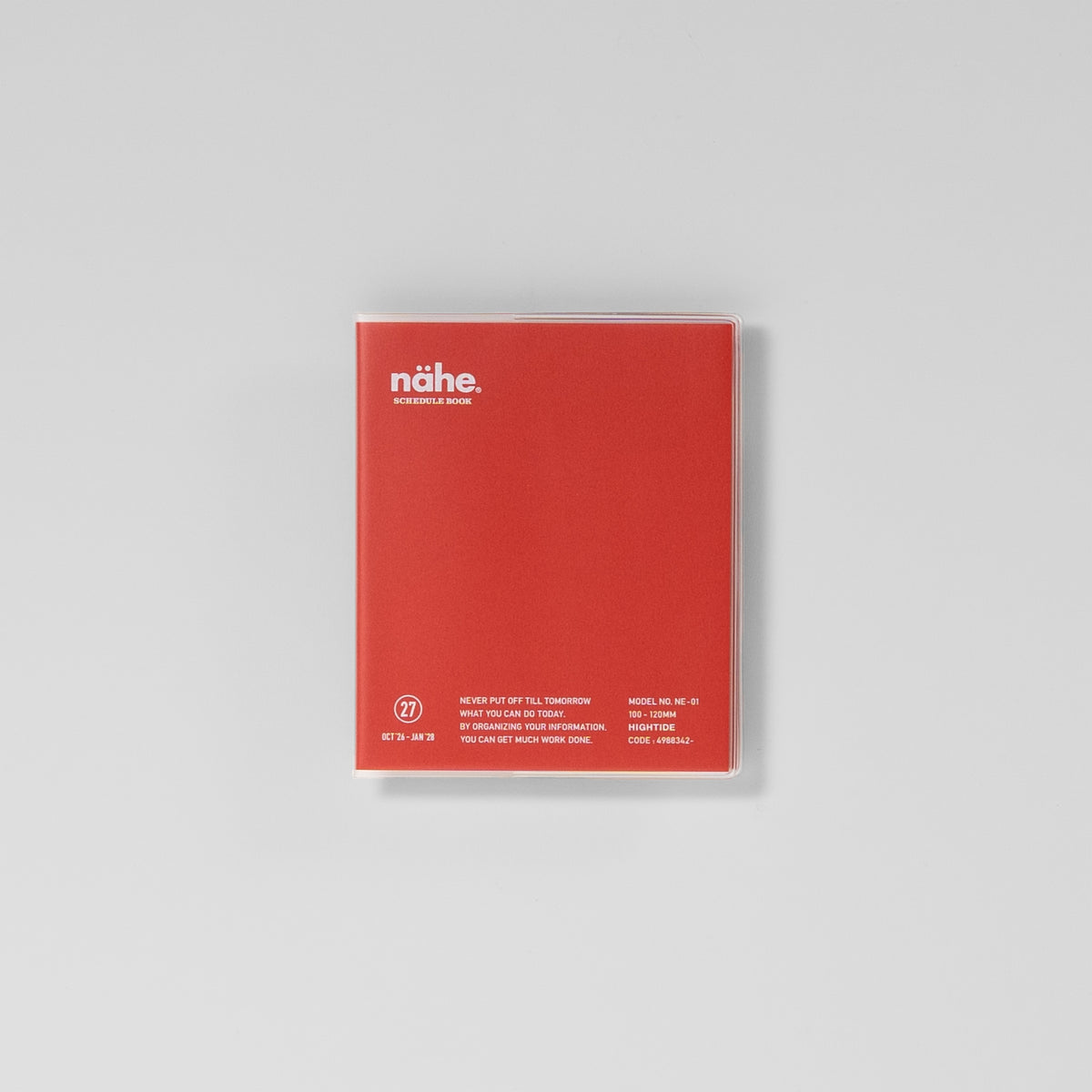 Monatskalender Nähe Square in Rot – Ansicht durchs transparente Cover #Farbe_Red