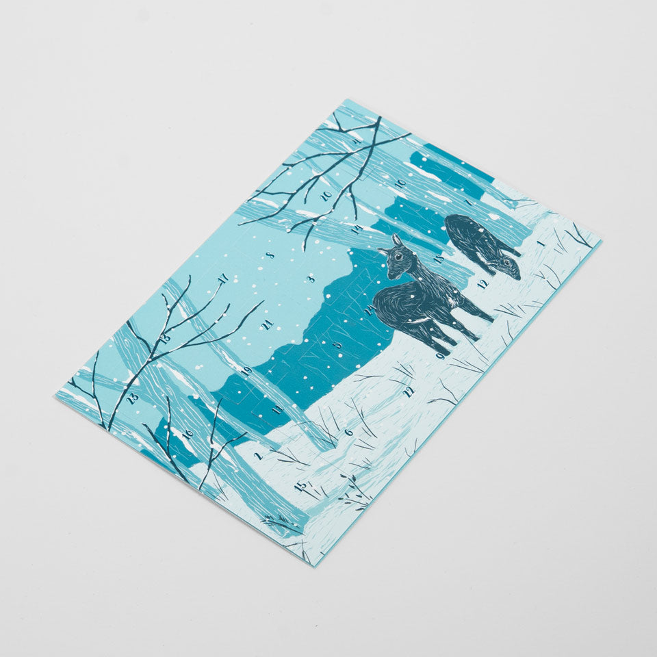 Katja Rub Postkarte Adventskalender Rehe – Postkarte