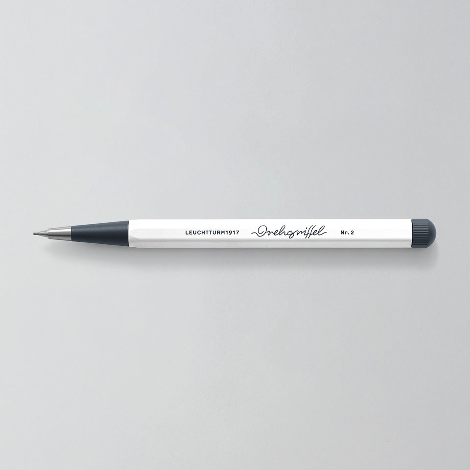 Leuchtturm Drehgriffel Bleistift 0,7 mm in Weiß, Aufsicht #Farbe_Weiß