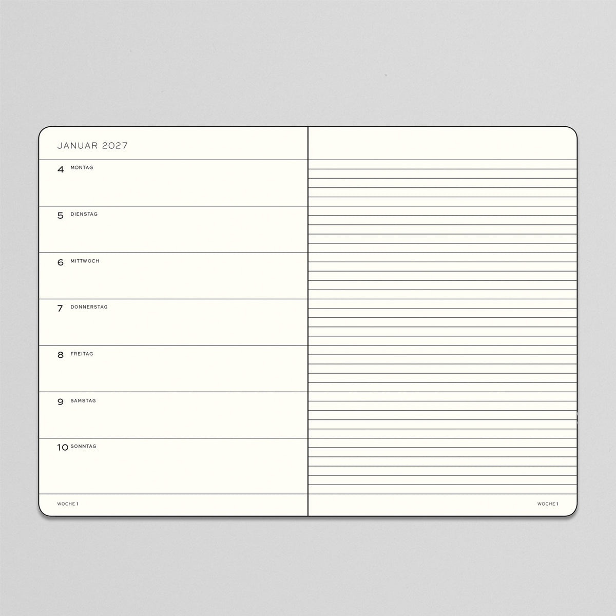 18 Monate Wochenkalender und Notizbuch 2026/2027