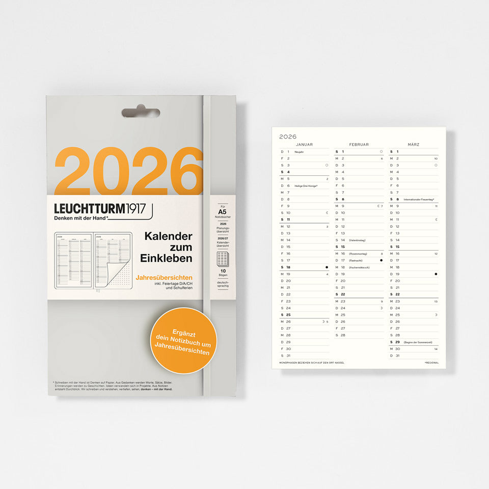 Leuchtturm Kalender zum Einkleben 2026 Jahresübersicht – Jahreskalender