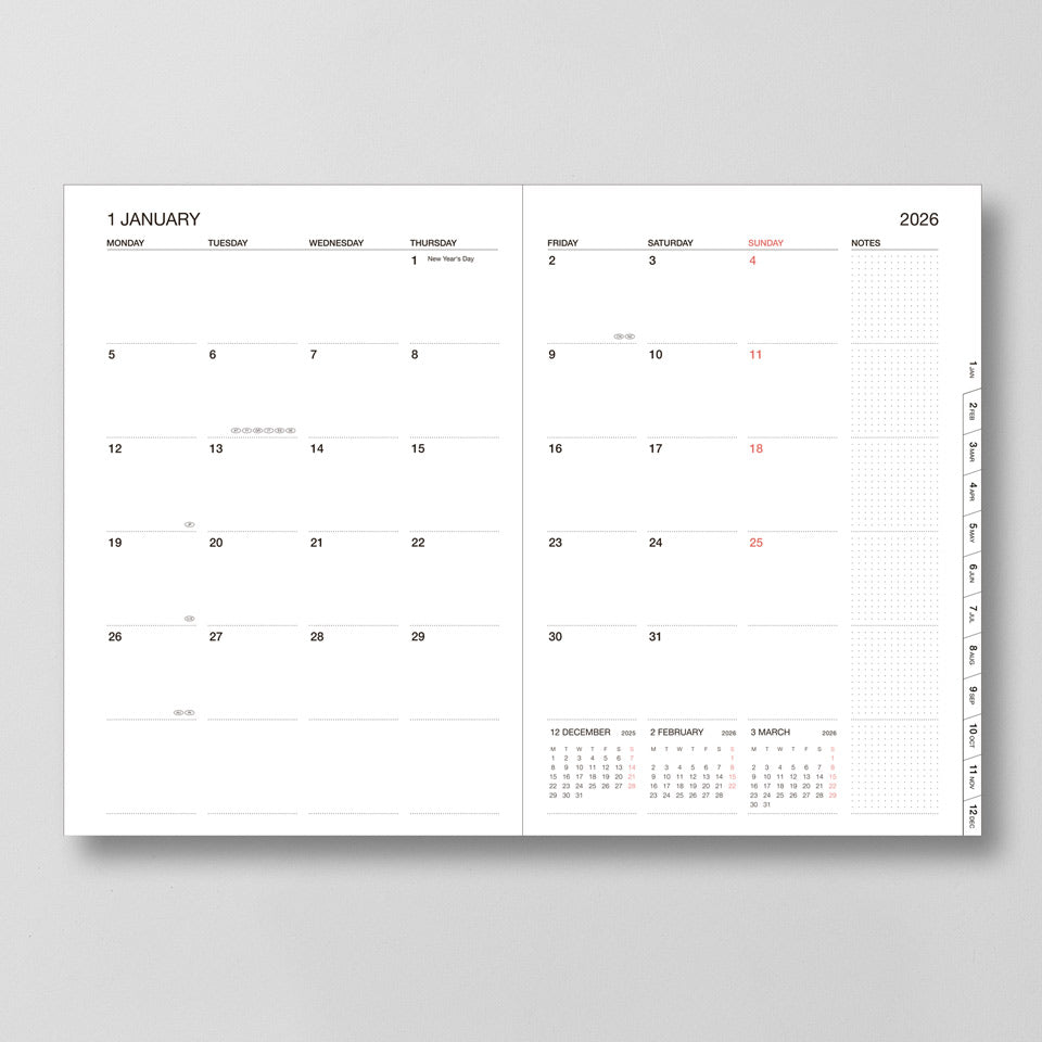 Mark's A5 Kalender 2025/26 Umschlagtasche Verlauf – Wochenkalender