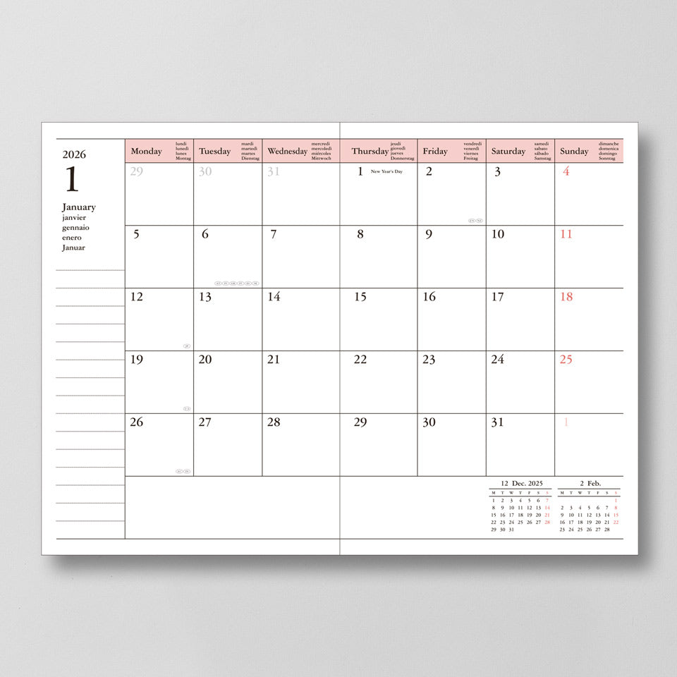 Mark's A6 Kalender 2025/26 Umschlagtasche Farbe – Wochenkalender