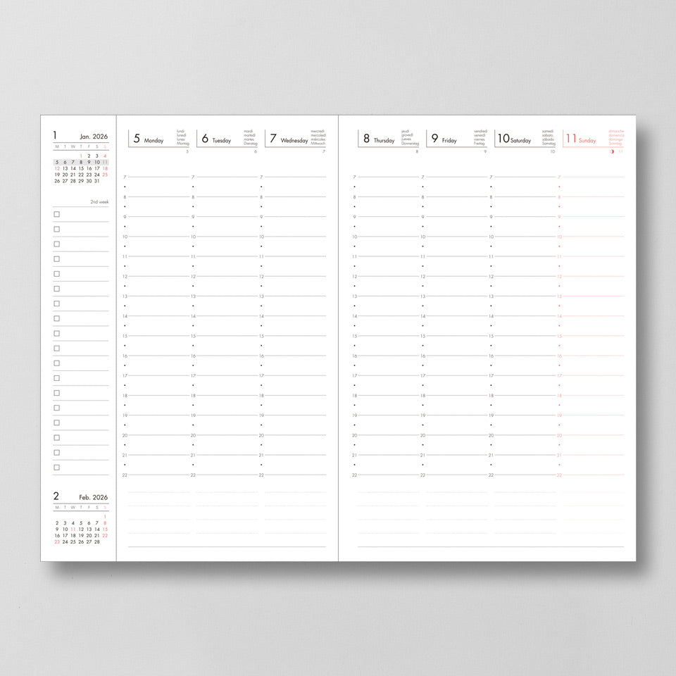 Mark's B6 Kalender 2025/26 Umschlagtasche Farbe – Wochenkalender