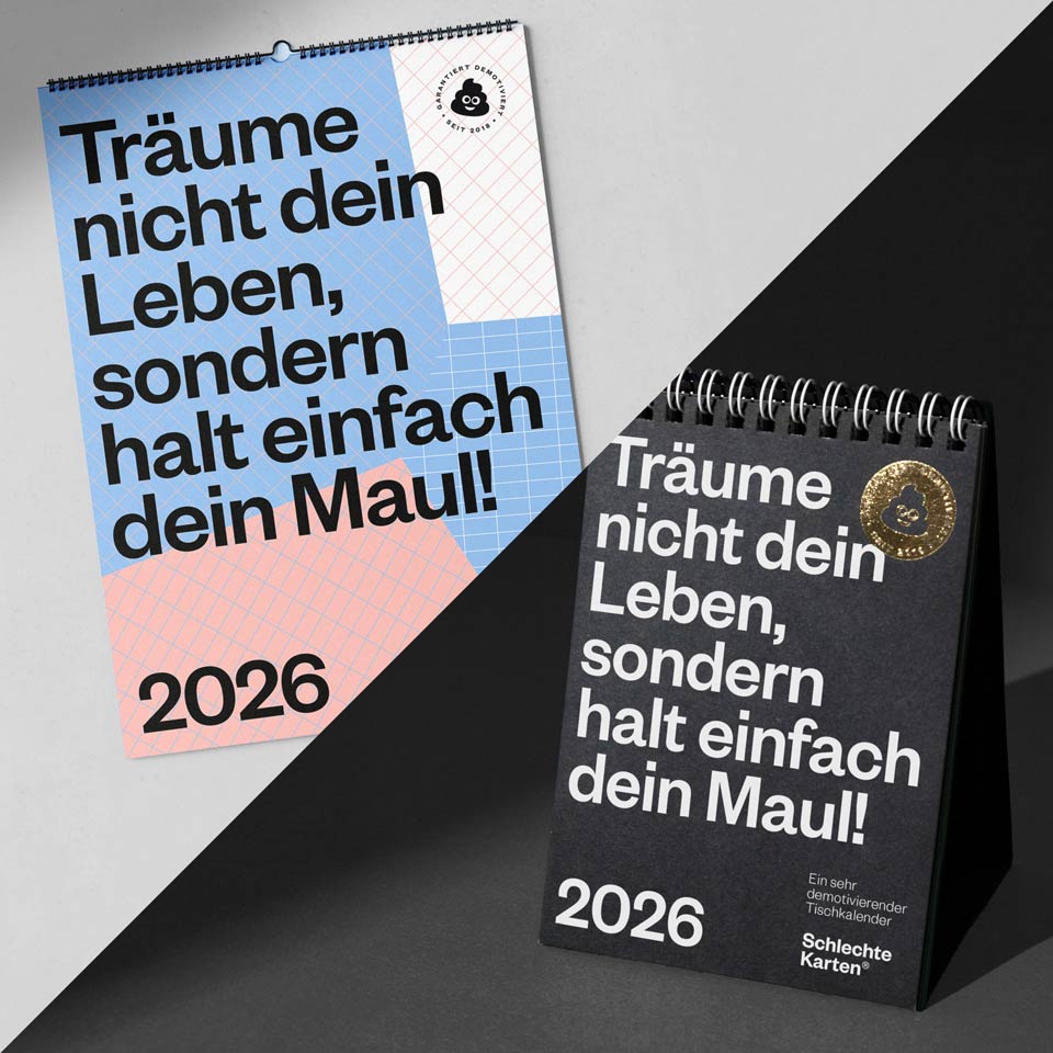 Schlechte Karten demotivierender Wandkalender 2026 – Lustige Kalender