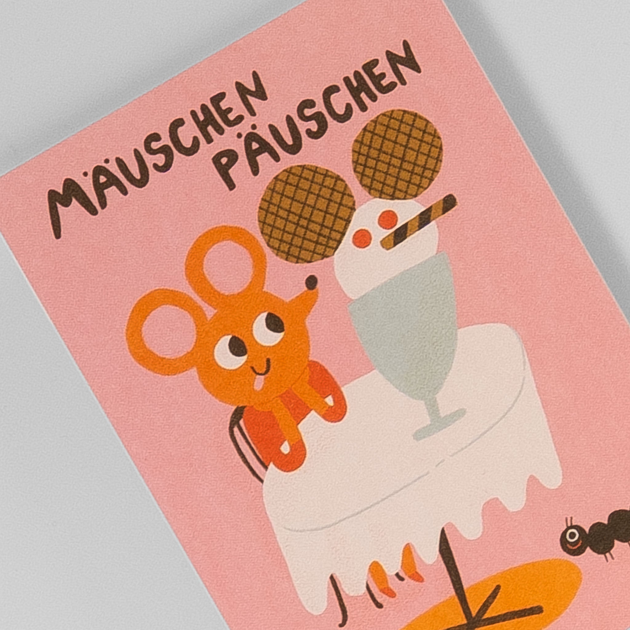 Detailansicht der Slinga Postkarte „Mäuschen-Päuschen“