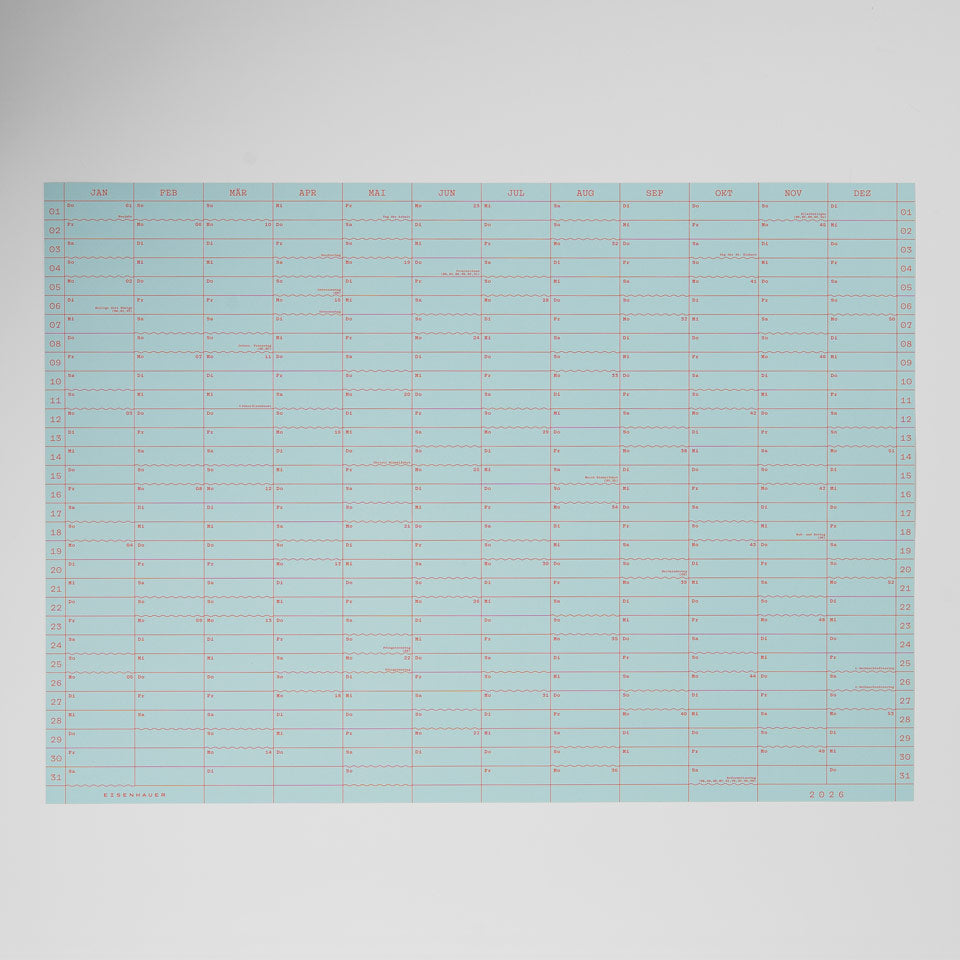 Eisenhauer Wandkalender 2026 Doppelseitig hellblau – Wandkalender