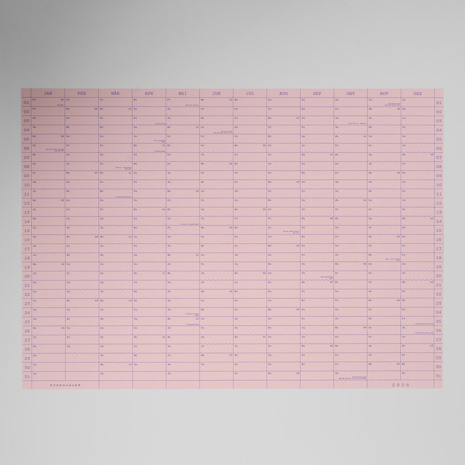 Eisenhauer Wandkalender 2026 Doppelseitig rosa – Wandkalender