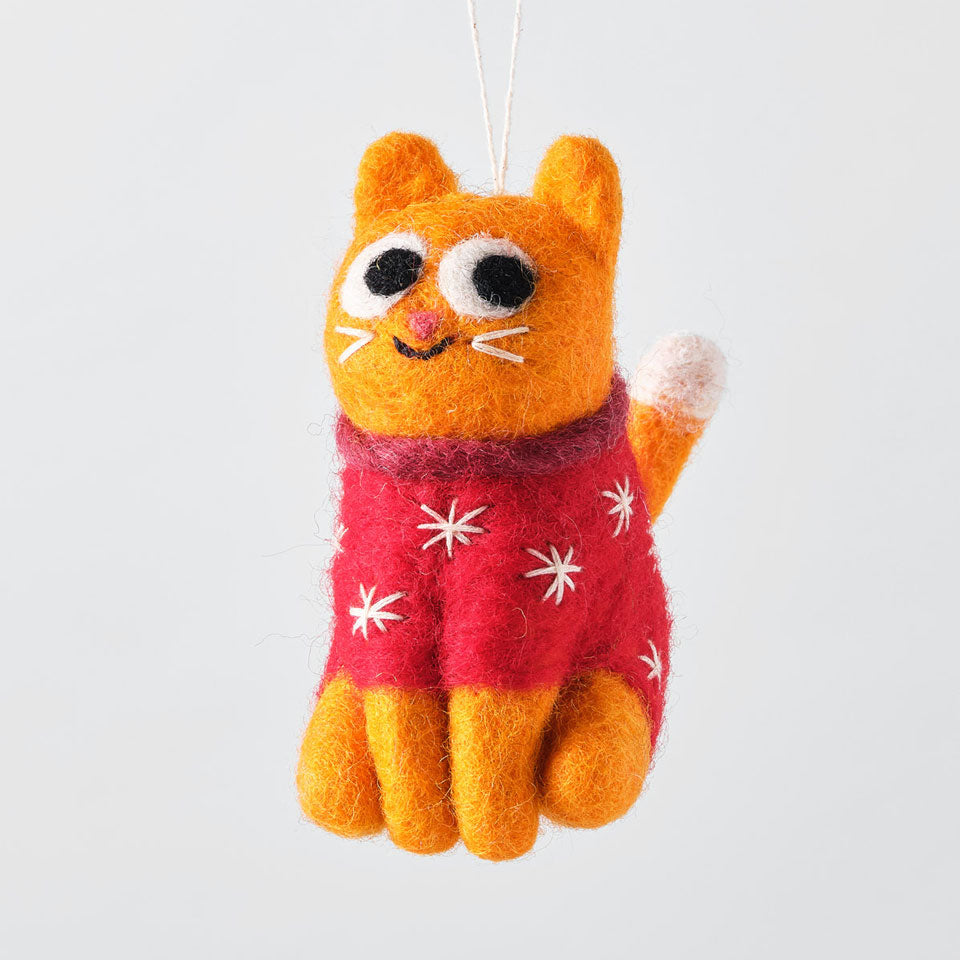 Wrap Filzanhänger Katze Esther mit Sternchen – Dekoration