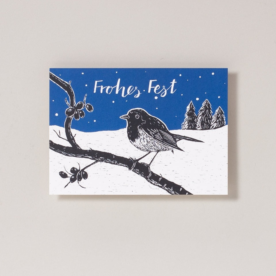 Katja Rub Weihnachtspostkarte Rotkehlchen – Postkarte