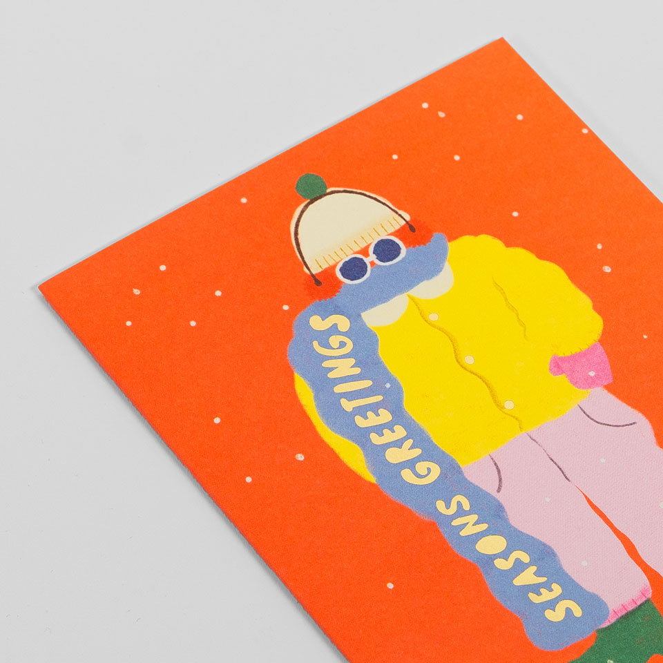 1973 Grußkarte Season's Greetings Winterschal – Grußkarten