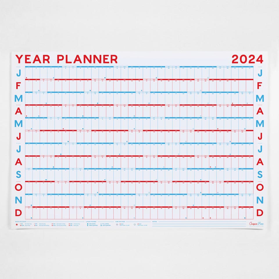 Crispin Finn Year Planner 2026 Wandkalender quer – Wandkalender