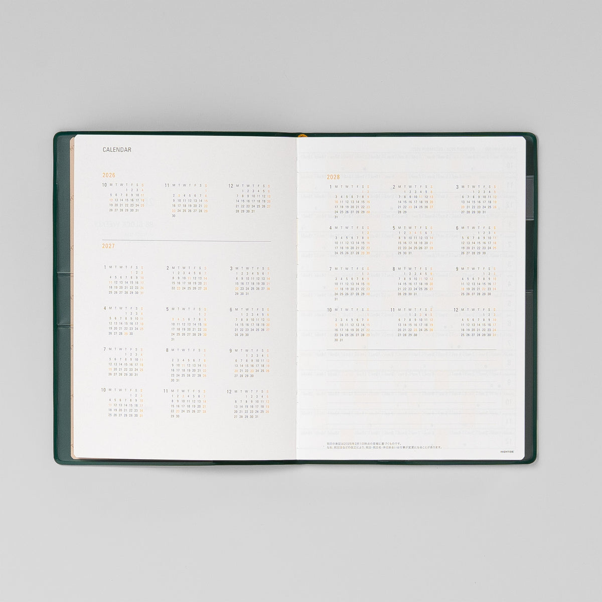 Jahreskalendarium im Iris B6 Wochenkalender – Monatszahlen auf einen Blick