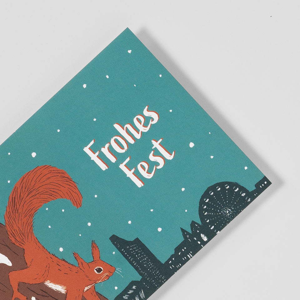 Katja Rub Weihnachtspostkarte Eichhörnchen Leipzig – Postkarte