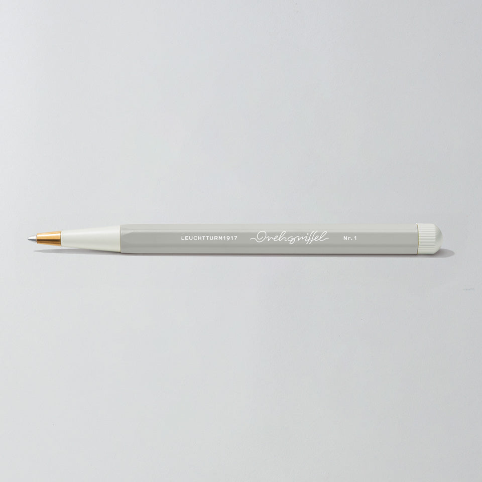 Leuchtturm Drehgriffel Gelschreiber in Light Grey, Aufsicht #Farbe_Light Grey