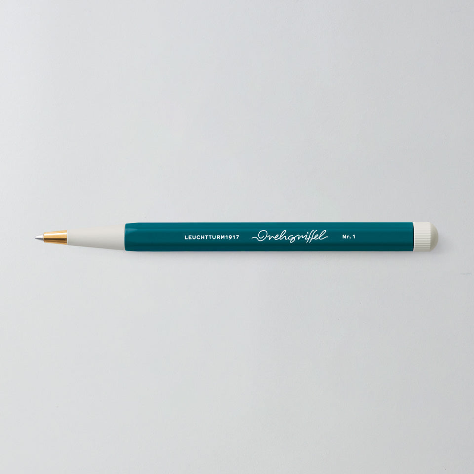 Leuchtturm Drehgriffel Gelschreiber in Pacific Green, Aufsicht #Farbe_Pacific Green