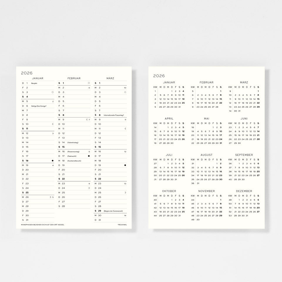 Leuchtturm Kalender zum Einkleben 2026 Jahresübersicht – Jahreskalender