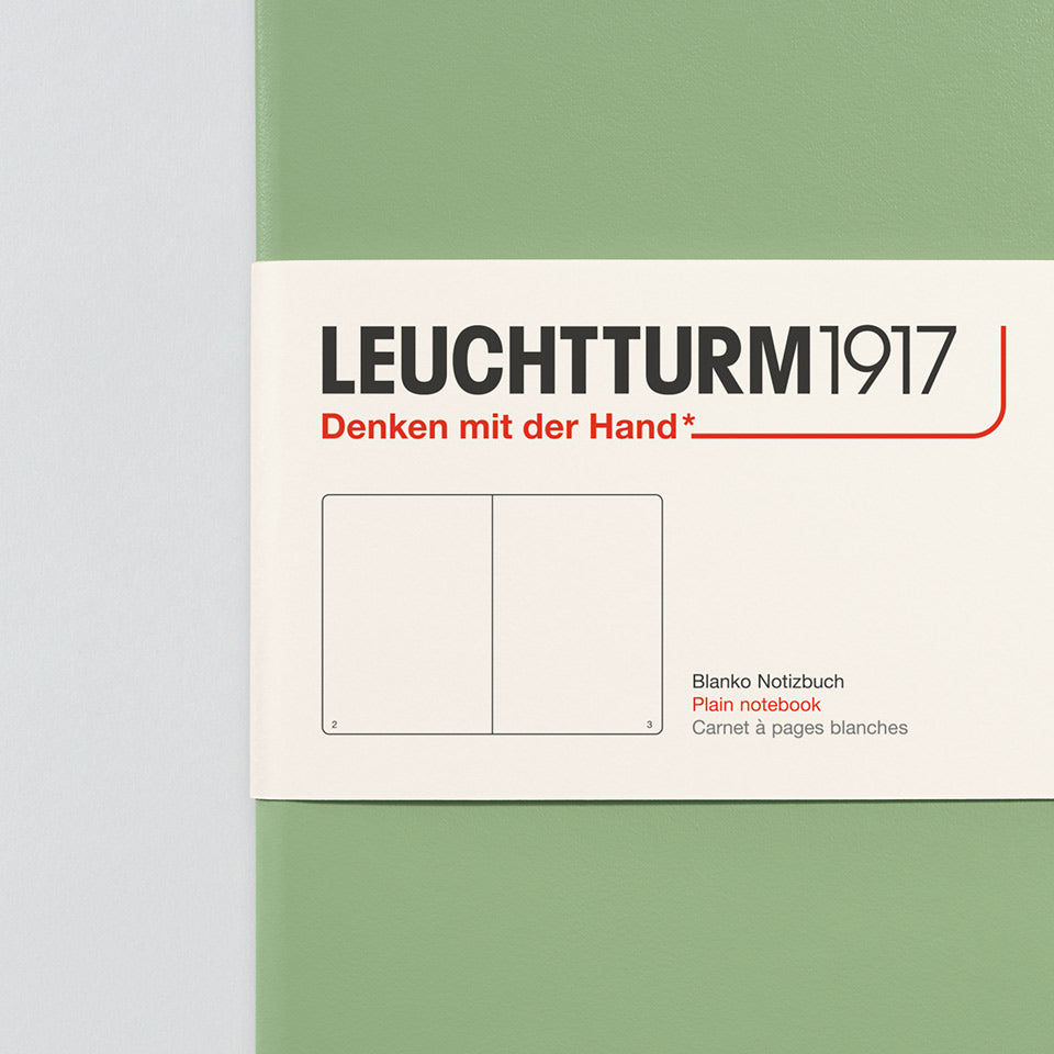 Leuchtturm Notizbuch Pocket A6 Hardcover in Salbei, blanko, Aufsicht #Farbe_Salbei