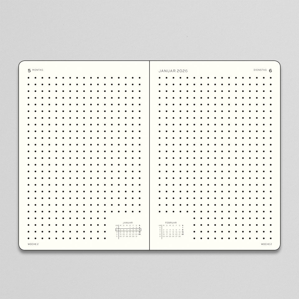 Leuchtturm Tageskalender Medium A5 2026 gepunktet – Tageskalender