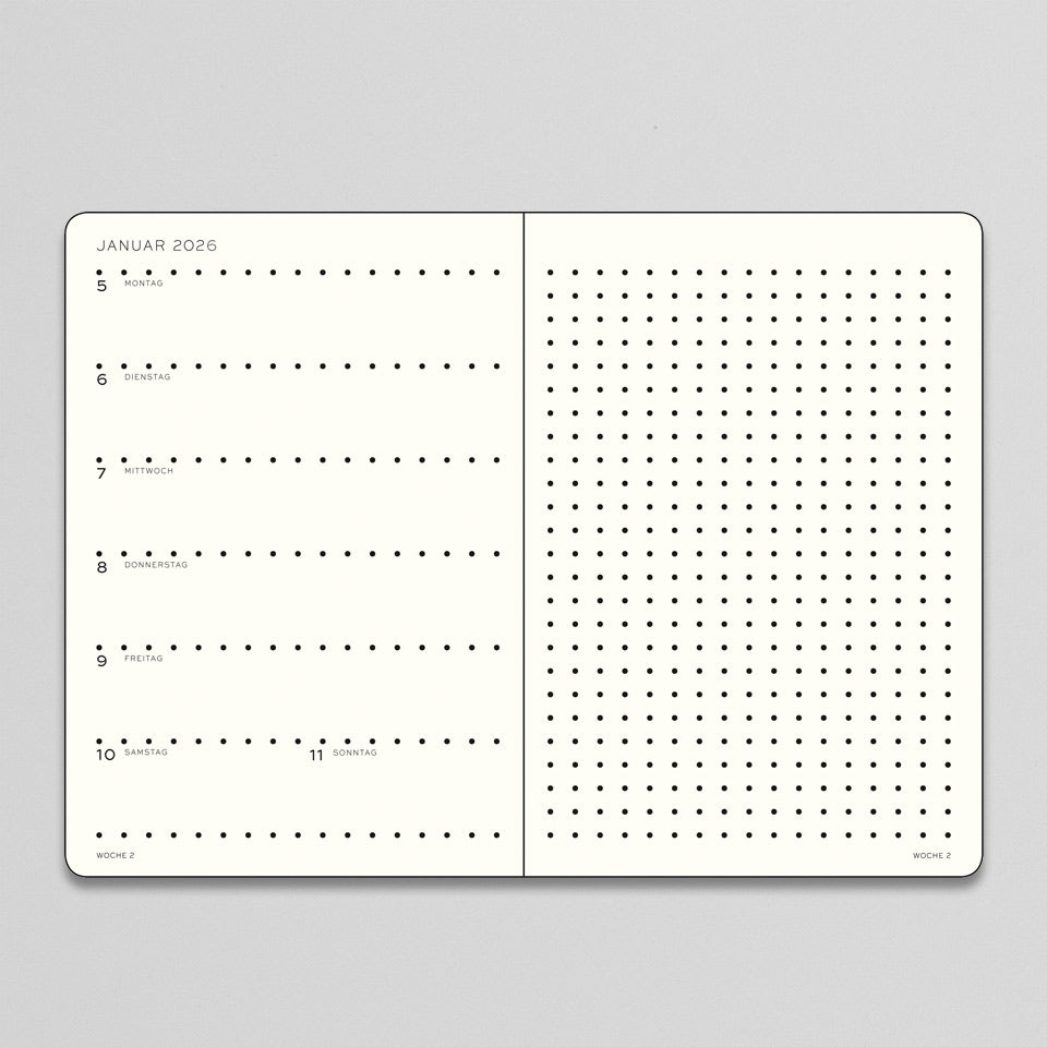 Leuchtturm Wochenkalender und Notizbuch 2026 gepunktet – Wochenkalender