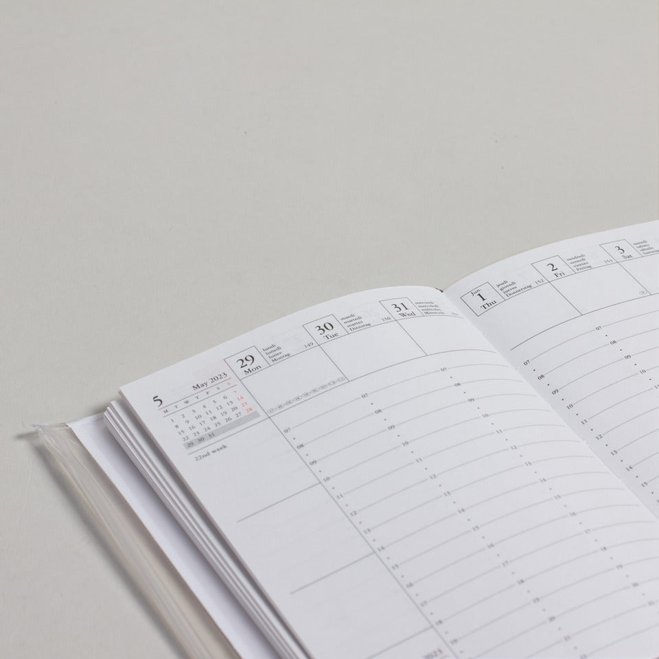 A6 Kalender 2026/27 mit Umschlagtasche Verlauf