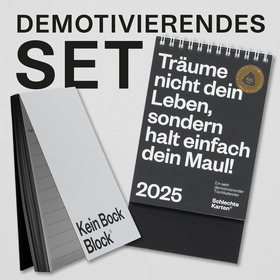 Schlechte Karten Demotivierendes Set Kalender + Block – Geschenkpakete