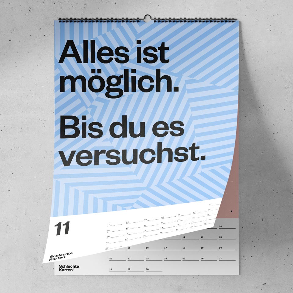 Schlechte Karten demotivierender Wandkalender 2026 – Lustige Kalender