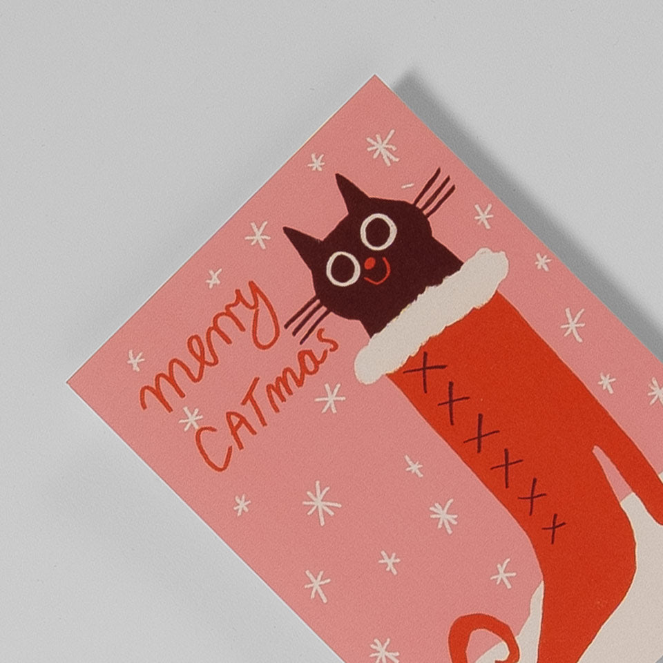 Slinga Weihnachtspostkarte Merry Catmas – Postkarten