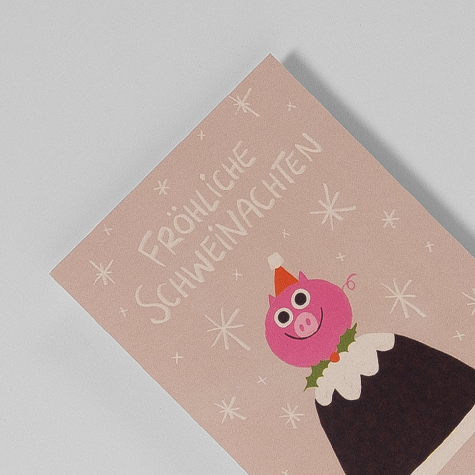 Slinga Weihnachtspostkarte Fröhliche Schweinachten – Postkarten
