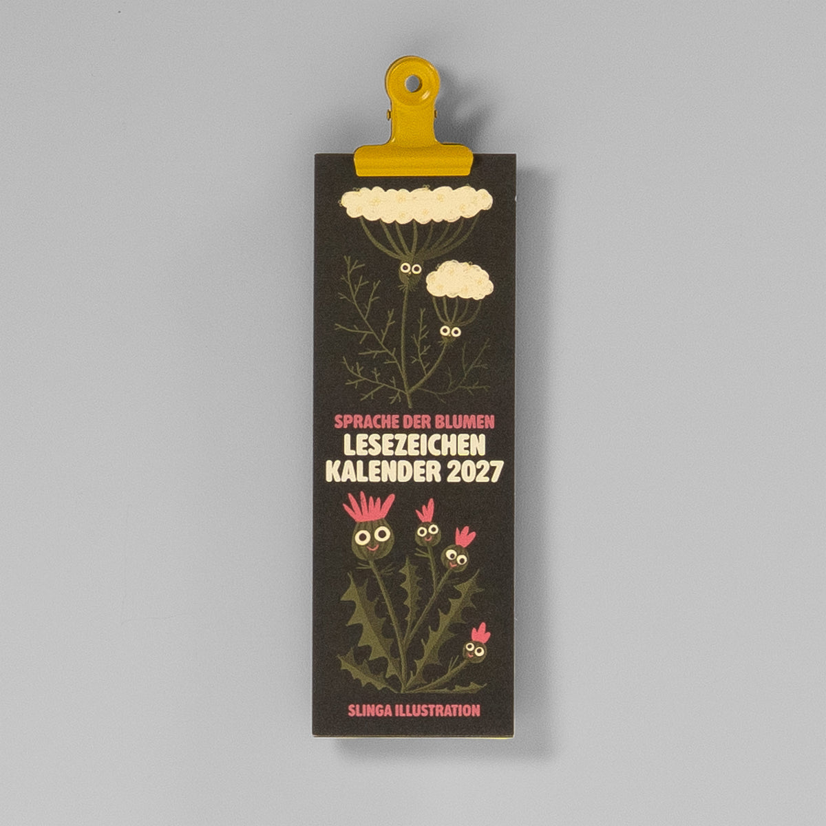 Slinga Sprache der Blumen Lesezeichenkalender 2027 – Cover mit bunter Klammer