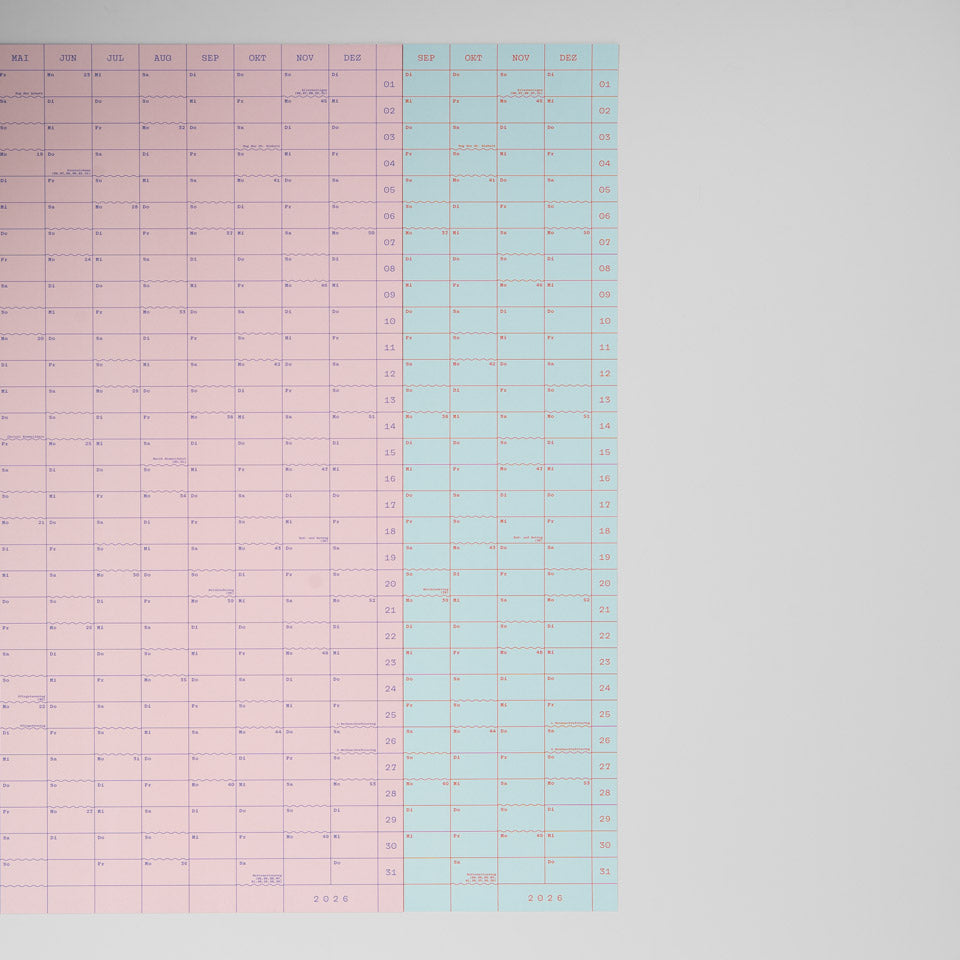 Eisenhauer Wandkalender 2026 – Doppelseitig rosa