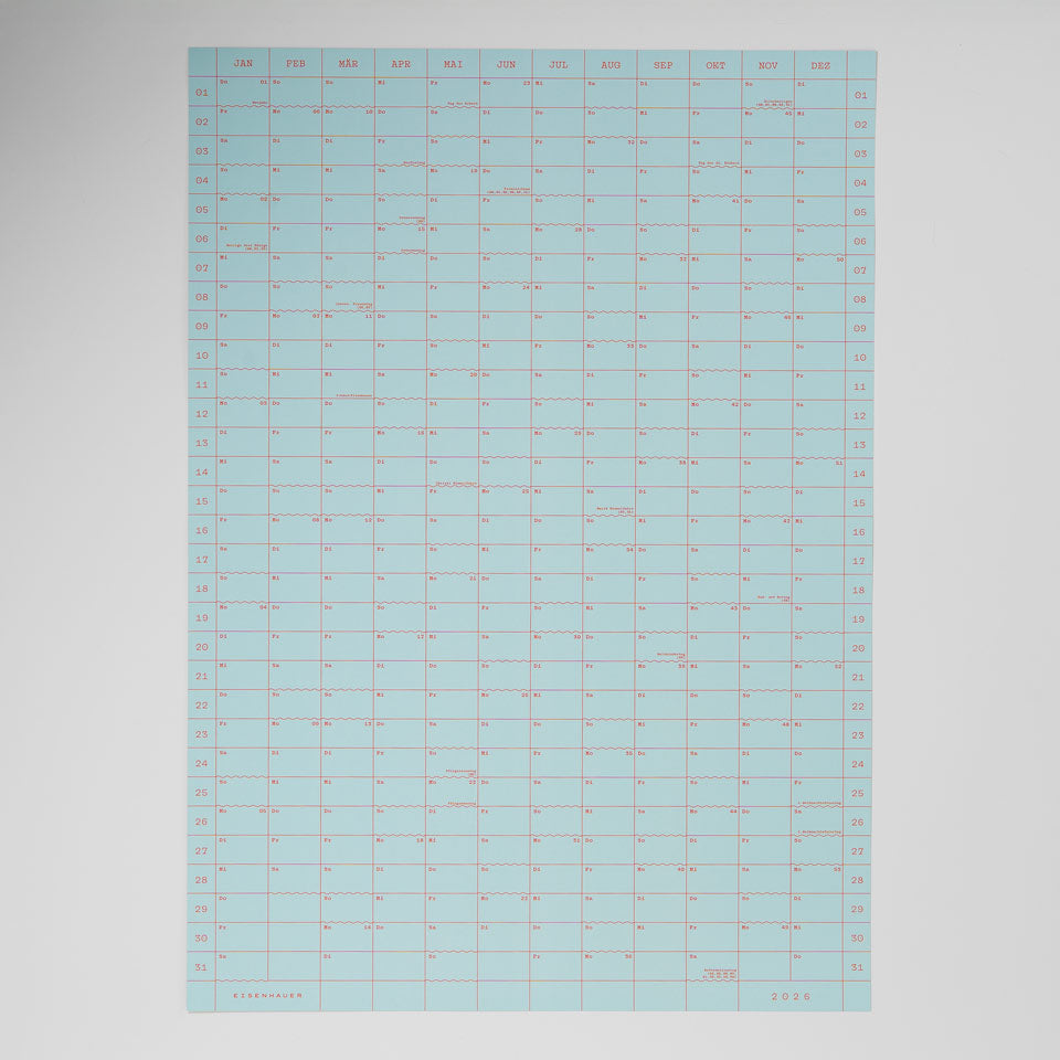 Eisenhauer Wandkalender 2026 Doppelseitig hellblau – Wandkalender