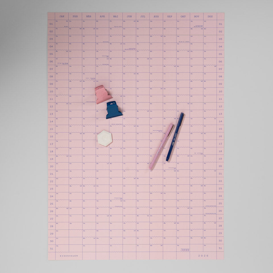 Eisenhauer Wandkalender 2026 Doppelseitig rosa – Wandkalender