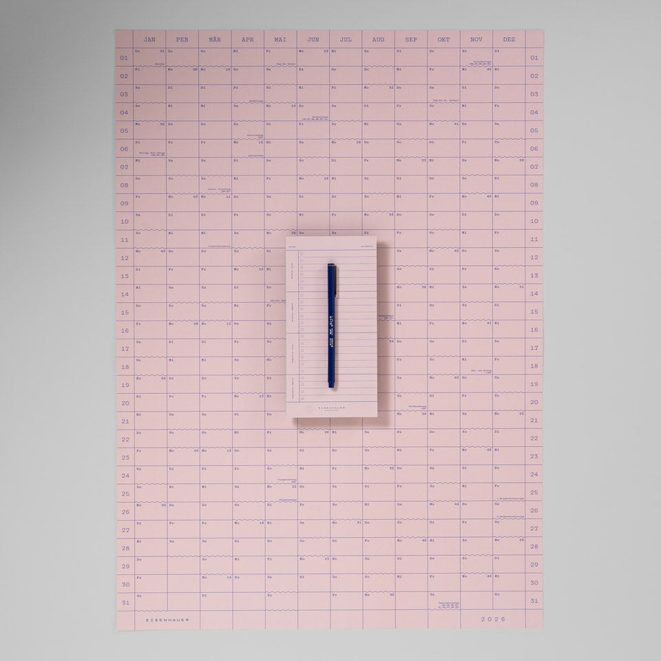 Eisenhauer Wandkalender 2026 – Doppelseitig rosa