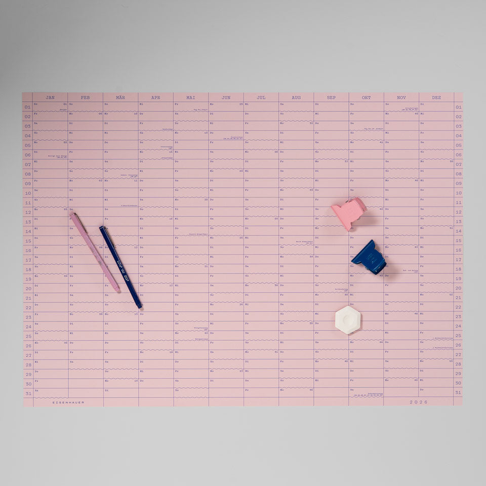 Eisenhauer Wandkalender 2026 Doppelseitig rosa – Wandkalender