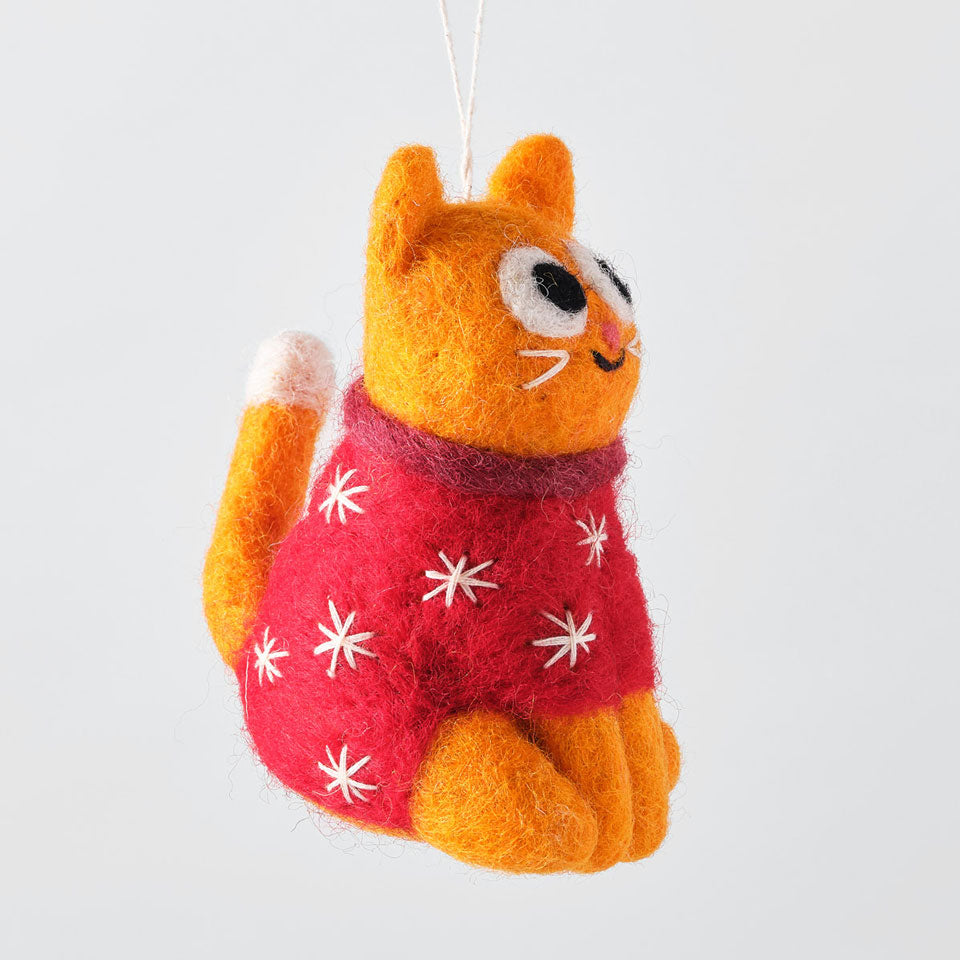 Wrap Filzanhänger Katze Esther mit Sternchen – Dekoration